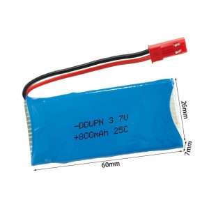 3.7V 1S 800mAh 25C锂电池 JST插头